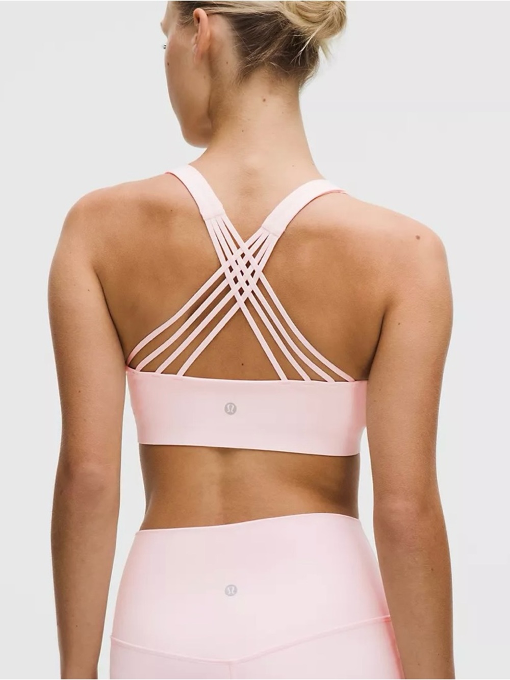 NWT Lululemon FlexyFlex Strappy Yoga Bra Light Support D - DDD Cups - Pink Pearl